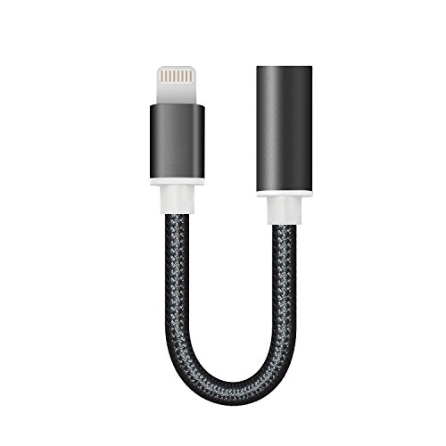 3.5mm to Lightning Headphone Jack Adapter for iPhone 7/7 Plus, Stouch Lightning Port to 3.5mm Female Audio Jack Headphone Cable Adapter(Black)