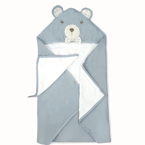 MON AMI Terry Bear Hooded Baby Towel & Washcloth Set – 30 Inches Premium Cotton Terry Bath Towel for Babies & Toddlers | Soft, Absorbent Baby Bath Essential Gift for Infants