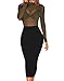 HUUSA Sexy Womens Black Mesh Unlined Mock Neck Corset Bodysuit (Medium, Green)