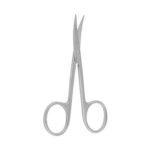 Spire Facial Hair Scissors Eyebrow Trimmer Grooming Scissors for Eyebrow Shaping Ear Nose Nostril Hair and Mustache Trimming– for Men and Women (Stainless Steel) Iris Curved Stainless Steel - 4.5''