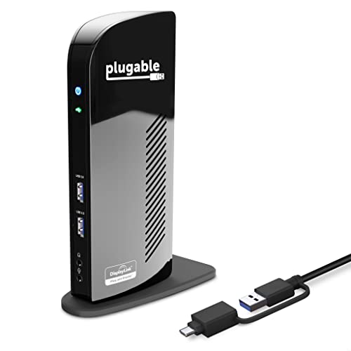 Plugable Laptop Docking Station Dual Monitor for USB-C or USB