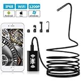 Adkwse Wireless Endoscope WiFi Borescope Inspection Camera, 2.0 Megapixels HD Semi Rigid Snake Endoscope IP68 Waterproof for iPhone, Android Smartphone, iOS, Samsung, iPad, Windows 8 Leds 33FT Black