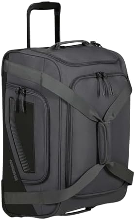 City Racer - Borsone con Ruote 55 cm, 50 L - Bagaglio a Mano con Ampio Spazio e Scomparto Scarpe - Idrorepellente, Smart Sleeve, Resistente - Nero