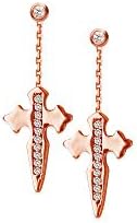 14kt White Gold 1/10Ct Diamond Dagger Dangle Earrings