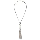 Lureme Simple Silver Thin Chain Knot and Tassel Long Necklace (01003351)