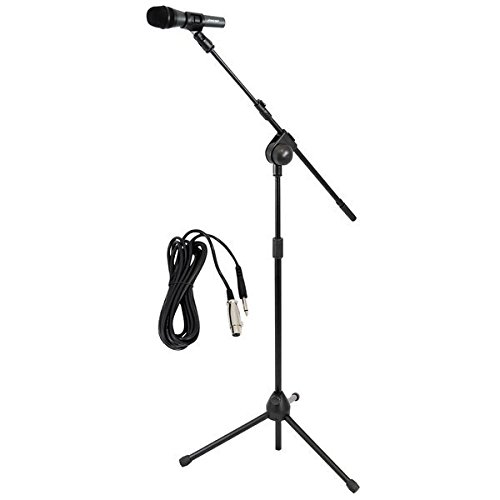 PYLE-PRO-Dynamic-Microphone-and-Tripod-Stand-Height-Adjustable-from-26-to-51-ft-and-Telescoping-Boom-Arm-Mic-Length-748-Inch-w-Acoustic-Pop-Filter-Includes-15-ft-XLR-Cable-PMKSM20