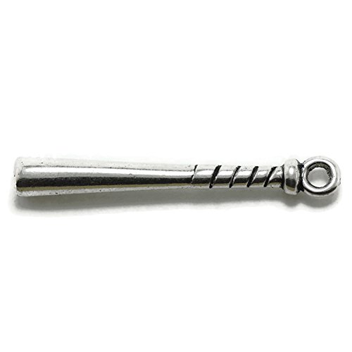 20 Large Baseball Bat Charms, pendants silver tone