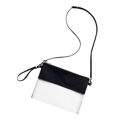 Auony Clear Crossbody Purse Bag, Gym Zippered Tote Bag Clear Gameday Bag with Adjustable Shoulder Strap and Wrist Strap for Work, School, Sports Games - Thumbnail 2