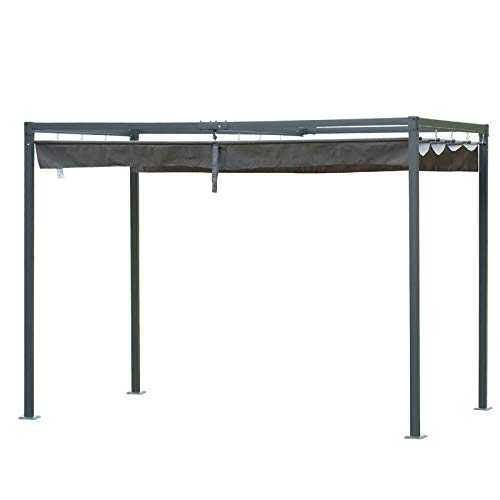 Outsunny Pergola Pavillon Terrassenüberdachung mit Schiebedach Polyester Grau 298 x 213 x 221 cm