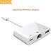 3 in 1 Lightning to RJ45 Ethernet LAN Wired Network Adapter, iPhone iPad to USB Camera Adapter Kit, HkittyXiong Lightning to USB OTG Adapter Cable (White) primary