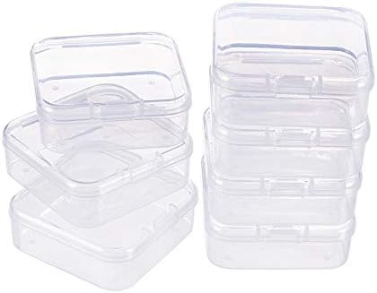 BENECREAT Set of 18 Square Small Round Case, Accessory Case, Bead Storage, Cosmetics, Cream Dividers, Nail Parts Storage Box, Refill Container, Small Items, Clear