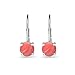 Sterling Silver Polished Simulated Coral 6mm Round-cut Drop Leverback Earrings for Women