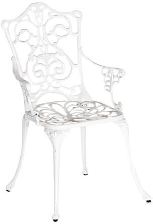Johann Outdoor Garden Dining Chair With filigree ornaments (Made of powder-cast aluminium) (White)