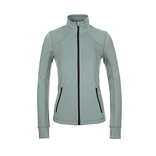 Dolcevida Women's Slim Fit Workout Track Jackets Full Zip Stretchy Warm up Active Running Jacket with Thumb Holes (Chinois Green, S)