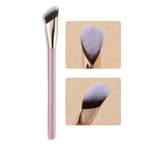 ENERGY Concealer Brush Under Eye, Small Angled Makeup Kabuki Precision Face Blending Brush - Liquid Cream Foundation Concealer for Dark Circles, Eyeshadow,Make Up Nose Contour Applicator Vegan (Pink)