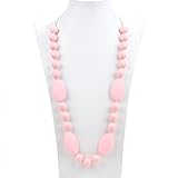 Silicone Teething Necklace - 12 Color Choices - Baby Safe For Mom To Wear - BPA-Free Beads To Chew - Stylish & Natural 