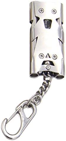 Hxst Stainless Steel Double/three Tubes Loud Whistle with KeyChain, Perfect For Referees Coaches,Training,Teacher,Lifeguard,Life-saving, Hiking,Wilderness survival,Emergency,etc ( Silver, Large)