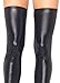 Leg Avenue womens Wet Look Thigh Highs adult exotic hosiery, Black, Small-Medium US