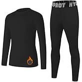 HYCOPROT Youth Boys Thermal Underwear Set Kids Long Johns Base Layer Fleece Lined Compression Shirts Leggings Pants