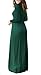 DEARCASE Maxi Dress for Women Dark Green Small Crewneck Long Sleeves Wedding Guest A-line Plain Casual Empire Waist Flowy Party Vintage Spring Fall Winter Floor Dresses with Pocket