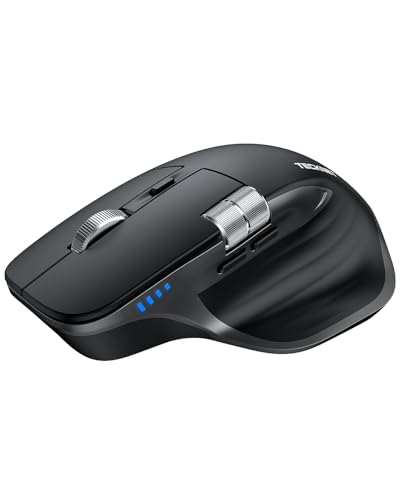 TECKNET Bluetooth Wireless Mouse (BT 5.3/5.0+2.4G), Side Mouse Wheel, Rechargeable Mouse, Ergonomic, Noiseless Click, 4800 DPI, 7 Buttons, for Mac OS, Windows, Black