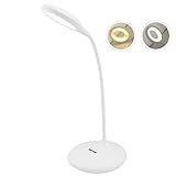 Mifine Pro Dimmable LED Desk Lamp Portable Cool and Warm Color Touch Sensor Eye Care Table Light With Adjustable Flexible Gooseneck,USB Rechargeable for Home,Office,Crafts,Bedtime Reading Light,White