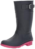 Kamik Girls' Raindrops Rain Boot, Navy/Rose, 5 M US Big Kid