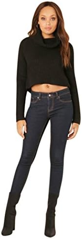 WOW Couture Women's ''DEANNA' Turtle Neck Open Back Cropped Sweater, Black, Medium