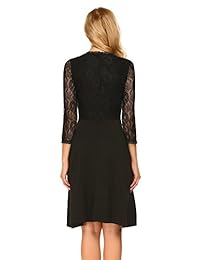 ACEVOG Vestido de mujer a-line plisado manga 3 4 Manga de volantes poco Casual vestido de Swing