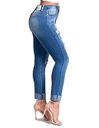 YMI Jeans para dama Dream Hi-Rise Raw Edge Cuffed tobillo Jeans
