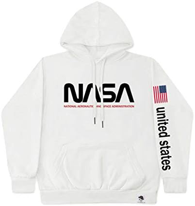 LLO NASA t shirt men Spaceman jacket black neutral hooded Sweatshirt Plus velvet thickening hoodie for 15-18 Teens,white [Energy Class A]