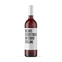 Funny Family Christmas Wine Label - Naughty Holiday Sticker To Express How You Really Feel - Printed on High-Quality Waterproof Polyester Stock in USA by RitzyRose