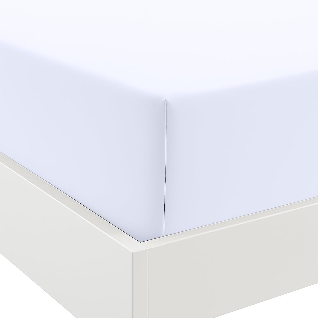 Anti-Allergy Anti-Bacterial Brushed Microfibre Fitted Bed Sheet - 28cm Depth, Easy Care, Fade Resistant (White, King)