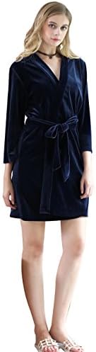 LANGBOHAI Women's Velvet Short Kimono Spa Bath Robes Sleepwear for Women Long