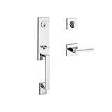 Baldwin SC.SEAxSQU.R.CSR.260.6L.DS.CKY.KD Seattle Single Cylinder Handleset with Right-Handed Contemporary Square Lever and Contemporary Square Rose, Polished Chrome