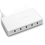 Tronsmart Titan 5-Port USB Charger with 10 Amp Total Output, All 5 Ports Build in Quick Charging - White