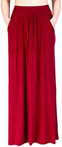 Valentine's Day Gift! Clearance Hot Sale!Women Long Maxi Skirt Daoroka Sexy Beach Fold Over High Waist Casual Loose Solid Party Flare Skirt For Girlfriend Wife Lovers (XL, Red)