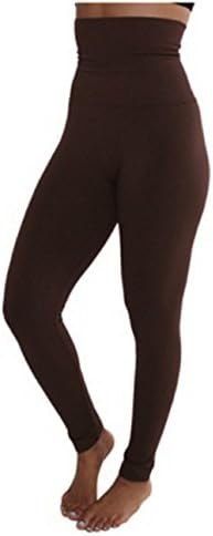 Womens Heavy Fleece-Lined Fashion Solid Slimming Tummy Control Leggings (1X/2X, Chocolate Brown)