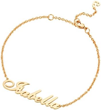 GYDIA Custom Name Bracelet Personalized Copper Name Bracelet Link Made With Any Name, 14K Gold Plated