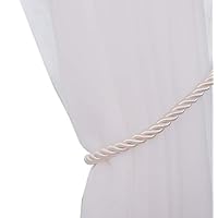 Baihoo Set of 2 Rope Satin Drape Curtain Tiebacks Holdbacks, 27 inches Long, Ivory