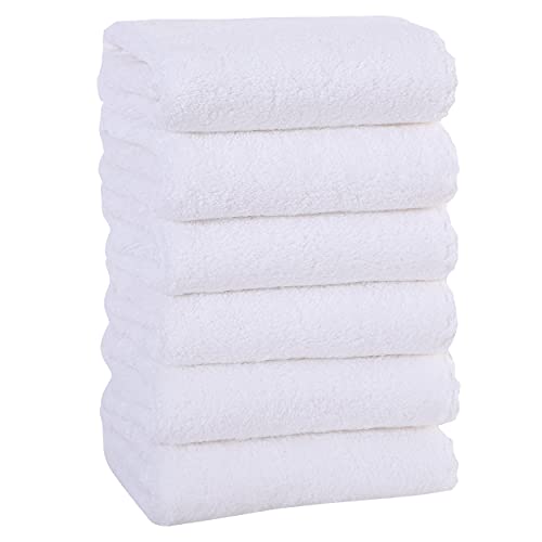 MOONQUEEN 6 Pack Premium Hand Towels - Quick Drying - Microfiber Coral Velvet Highly Absorbent Towels - Multipurpose Use as Hotel, Bathroom, Shower, Spa, Hand Towel 16 x 28 inches (White)