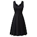Herou Women Summer Beach Casual Flared Midi Tank Dress (Small, Black)