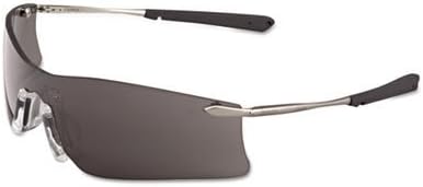 Crews Gray Safety Glasses, Anti-Fog, Scratch-Resistant, Frameless
