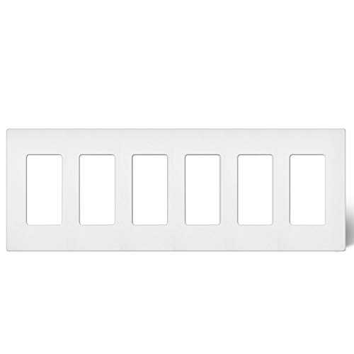 BESTTEN 6-Gang Screwless Wallplate, Decorator Outlet Cowl USWP4, White, for Gentle Change, Dimmer, GFCI, USB Receptacle, UL Listed