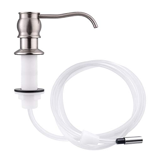 Samodra Sink Soap/Lotion Dispenser and Extension Tube Kit, Brass Pump Brushed Nickel Finish Built in Design with 39" Extension Tube Directly to Soap Bottle, No More Messy Refills(No Bottle)