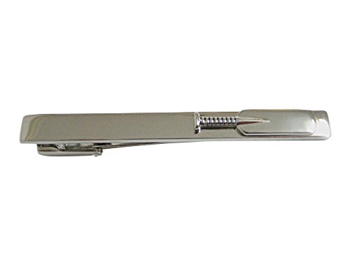 Silver Toned Cricket Bat Square Tie Clip