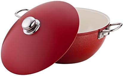 Nouval FY1051-26-AC-R 10-Inch Non-Stick Ceramic Coated Pot with Aluminum Lid, Red