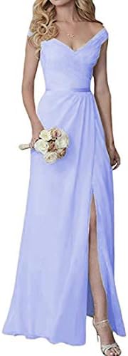 Uryouthstyle Chiffon V Neck Bridesmaid Dresses Long Floor Length Slit Prom Dress