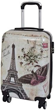 Four Wheel Travel Suitcase Eiffel Tower Butterfly Hard Shell Luggage Lightweight Spinner (Cabin)