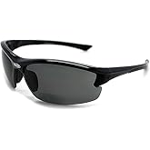 Renegade Patented Bifocal Polarized Reader Half Rim Men's Fishing Sunglasses 100% UV Protection with Microfiber Bag (Black Frame, Grey Lens - 613649, Bifocal +2.50)